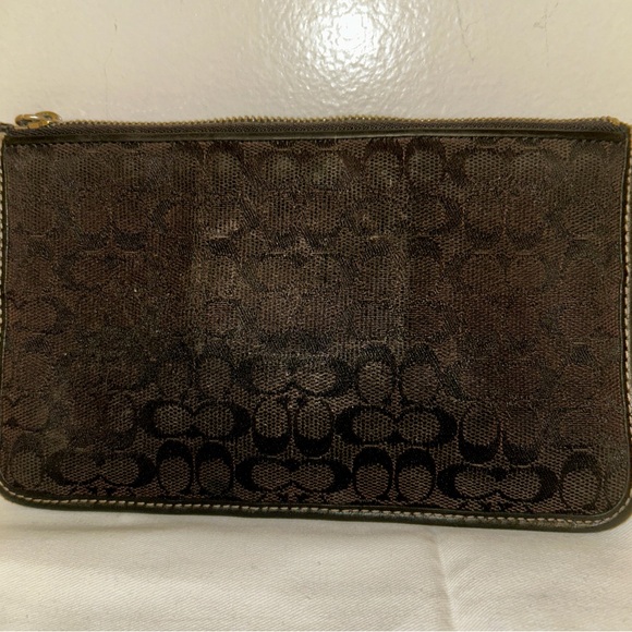 Coach Slim Black Signature Canvas & Leather Envelope Zipper Pouch/Clutch - Picture 5 of 9
